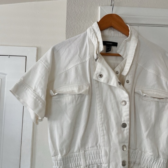 Forever21 100% cotton Romper size M EUC Button Up Shorts Casual Boho - Picture 2 of 5